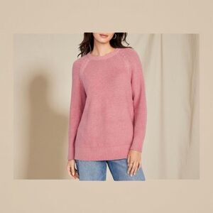 OLD NAVY Pink Oversized Fit Soft Cotton Blend Crewneck Sweater Size Small